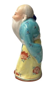 Statuina uomo cinese vintage 4" porcellana dipinta a mano - Foto 1 di 5