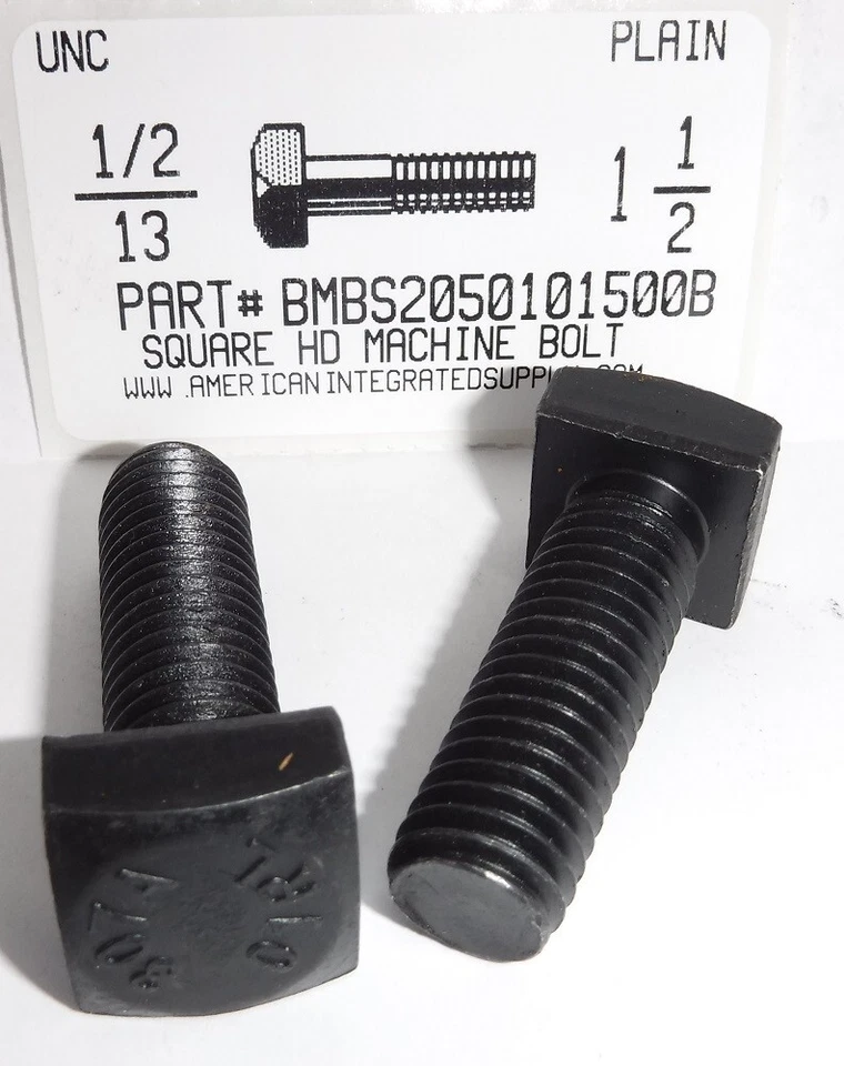 AMERICANINTEGRATEDSUPPLY.COM 1/2-13x1-1/2 SQUARE HEAD MACHINE BOLTS STEEL PLAIN (20)