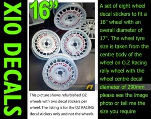 Decal sticker to fit OZ RACING Rally wheel 16" with overall @ 16" rim 290mm X10 - Picture 1 of 1