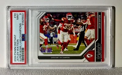 Jaylen Watson 2023 Panini NFL Superbowl Champions #34 Card PSA 9 Mint - Image 1 of 2