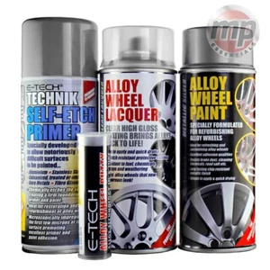 E-Tech Alloy Wheel Refurb Repair Putty, Primer, Lacquer & Metallic Silver Paint - Picture 1 of 12