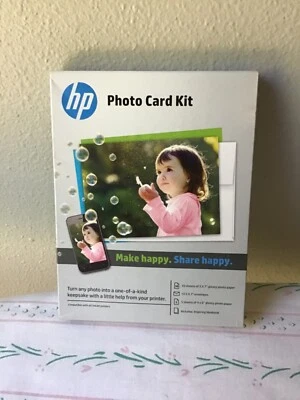HP Photo Card Kit Of 10 (5”X7”) Glossy Photo Paper/Envelopes & 5 (4”X6”) NEW - Image 1 of 2
