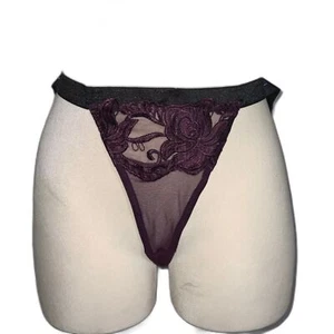 Dreamgirl Plus Size Thong G String Purple Black Lace 3X - Picture 1 of 3