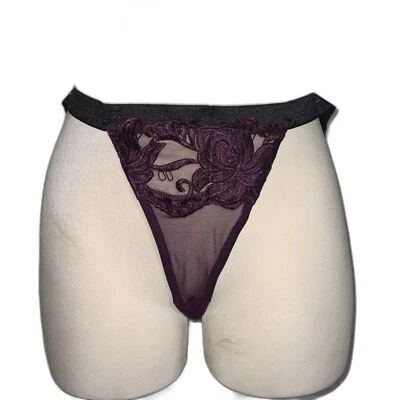 Dreamgirl Plus Size Thong G String Purple Black Lace 3X - Image 1 of 3