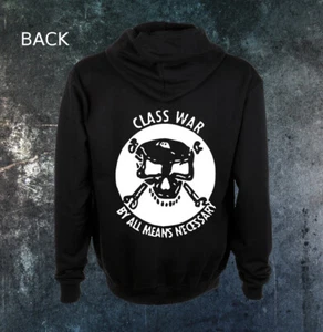 Sudadera con capucha con cremallera de guerra de clases - Liberación humana derechos anarquía lucha sabotaje gato - Imagen 1 de 7