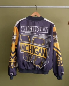 Vintage Michigan Made In USA Chalk Line 90s All Over Print Bomber Jacket - XL - Picture 1 of 10