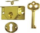 Small Brass Chest Lock with Key jewelry box keepsake tiny antique vintage fancy