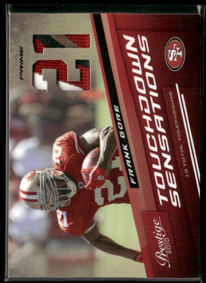 2010 Panini Prestige #5 Frank Gore Touchdown Sensations Materials Prime #/50 - Image 1 of 2