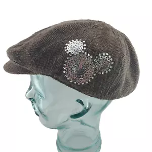 Walt Disney World Hat Herringbone Tweed Newsboy Cap Embellished Mickey Mouse - Picture 1 of 7