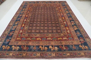 8 x 11 ft Red PAZYRYK Afghan Hand Knotted Wool Tribal Area Rug - Picture 1 of 18