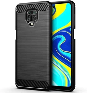 Pour XIAOMI REDMI NOTE 9 PRO COQUE NOIR EN FIBRE DE CARBONE SILICONE ETUI HOUSSE - Photo 1 sur 7