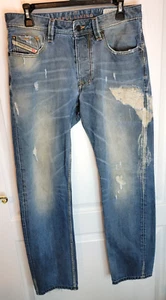Diesel Industries Jeans Larkee-T Men's 30x32 Blue Denim Distressed Selvedge - Picture 1 of 18