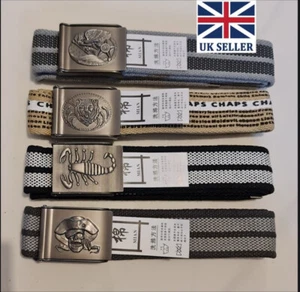 4 x 100 % Baumwollgürtel Unisex Männer Frau, einfach zu befestigende Stoffgürtel 4 Designs - Bild 1 von 8