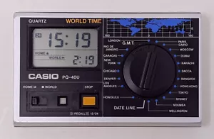 Vintage Casio PQ-40U Mini Travel Alarm Clock World Time Zones New Battery Tested - Picture 1 of 2