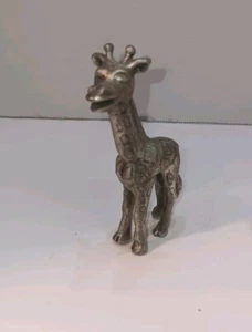 Vintage 4 " High Pewter Metal Giraffe Heavy Figurine Toys R Us - Picture 1 of 5