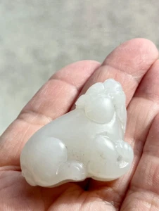 Chinese Archaic Jades-48 A Hetian white Jade dog 和闐白玉狗 - Picture 1 of 6
