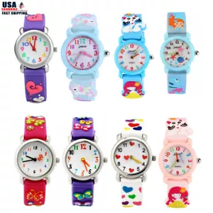 Kids Silicone Band Cartoon Quartz Watch Analog Wristwatch for Boys Girls Teen US - Picture 1 of 45
