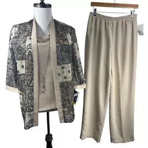 Vintage 80er Bluse Hose Set Outfit Schal 14 Patchwork USA Landhaus Boho Oma Neu mit Etikett - Bild 1 von 11