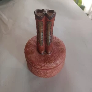 Old Fashioned High Heeled Boots Trinket Box 5"x 3"x 3" In Excellent Shape - Picture 1 of 4