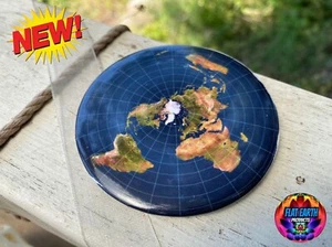 FLAT EARTH Blue XL 75mm Pin AE Map Dome Firmament Model Badge Jewelry Bag Gifts - Picture 1 of 11