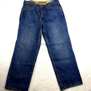 Plugg Jeans Mens Blue Denim Baggy Wide Leg Hip Hop Y2K Skater Distressed 34X30 - Picture 1 of 13
