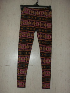 NWT WOMENS LuLaRoe BLACK, PINK, GOLD & BEIGE GEOMETRIC PRINT LEGGINGS ONE SIZE - Picture 1 of 3