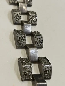 Pulsera de Eslabones Florales Ambriz Moderna Años 40 Plata de Ley Taxco México - Imagen 1 de 24