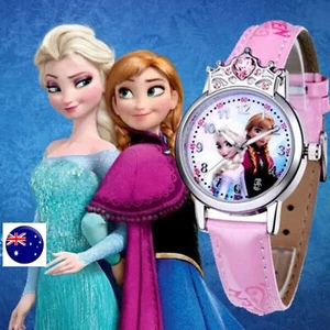 Children Kid Girl Frozen Anna Elsa Synthetic leather Wrist Watch Birthday Gift - Picture 1 of 9