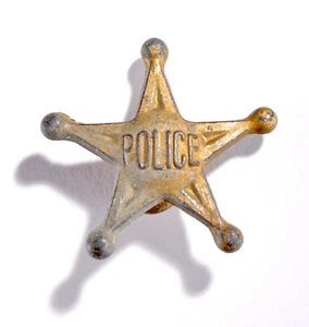 Vintage 1920er Premium Cracker Jack Preis Polizei Stern Abzeichen Nieten oder Ansteckknopf - Bild 1 von 3
