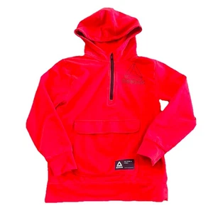 Reebok Youth Lrg (14-16) Hoodie Sweatshirt Red Pullover 1/4 Zip Kangaroo Pouch - Picture 1 of 10