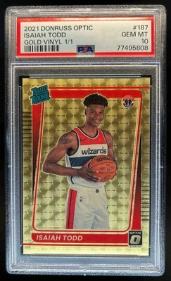 2021-22 Donruss Optic Isaiah Todd Gold Vinyl Prizm RC #1/1 Wizards PSA 10 - Image 1 of 2