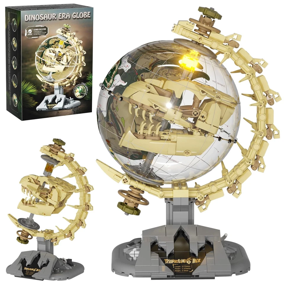 Dinosaur Skull Fossils Globe Building Set,360° Rotatable Globe Display Model ... - Image 1 of 4