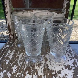4 copas de agua Hazal Atlas Big Top mantequilla de maní en diseño americano temprano años 50 - Imagen 1 de 1