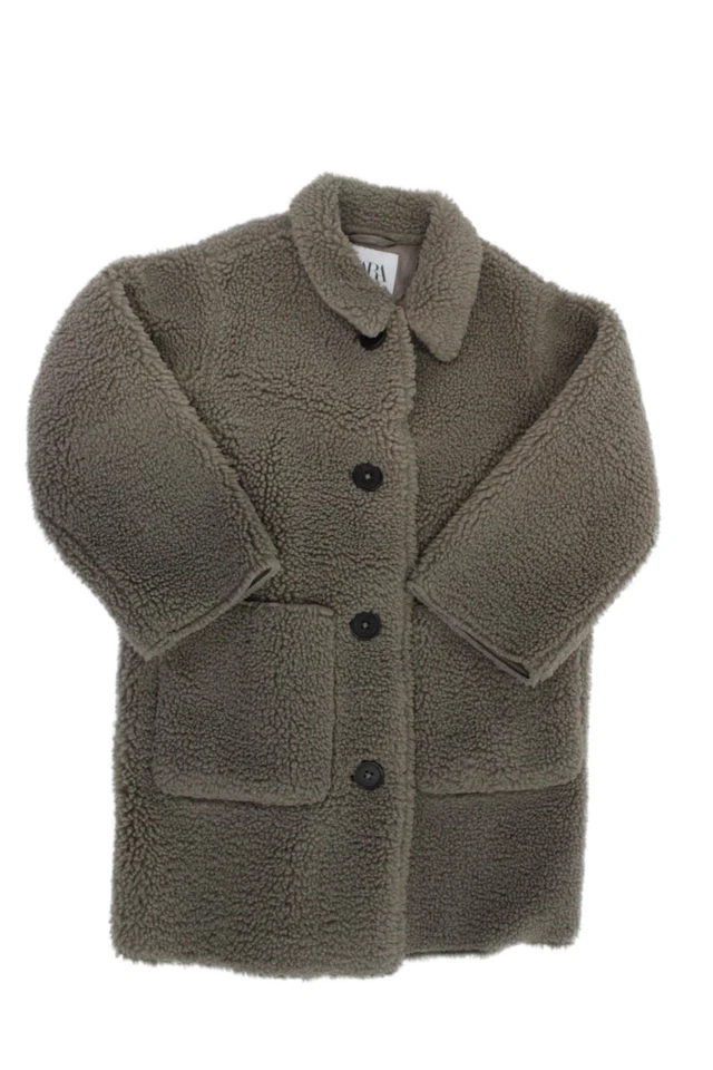 Abrigo Zara Niños Niñas Imitación Piel Abotonada Beige Taupe Talla 6-7 Foto 1 de 4