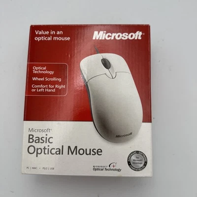 Microsoft Basic Optical Mouse Scroll Wheel PS/2 PC MAC USB Wired Mouse - Image 1 of 4