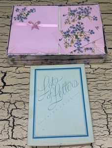 Vintage Punze viele Buchstaben Schmetterling blau Briefpapier rosa viktorianische Blumen Posten - Bild 1 von 12