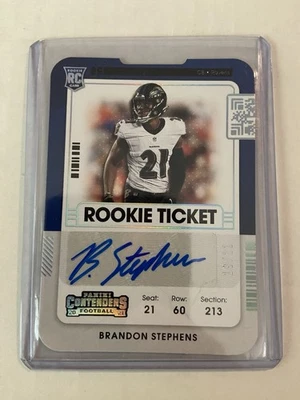 2021 Panini Contenders Rookie Ticket Brandon Stephens #197 Auto RC Stub /21 SSP - Image 1 of 2