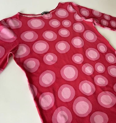 Marimekko Pink Red Polka Dot Cotton Dress Tunic 100% Cotton – Size M Rare Print - Image 1 of 4