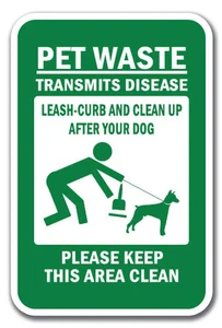 Pet Waste Transmits Disease Leash-Curb & Clean Up After Dog Keep Clean Sign - Picture 1 of 4