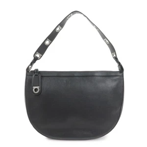 Ferragamo Gancini Leather Shoulder Bag Hand Bag Black Authentic Used F/S - Picture 1 of 24