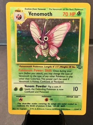 Pokemon TCG Venomoth 13/64 Holo Rare Jungle Set Unlimited WOTC VTG 1999 - Image 1 of 2