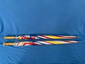 Vintage Neu aus altem Lagerbestand Paar WUNDERBROT leichte Regenschirme gepunktet/Streifen Werbung - Bild 1 von 8