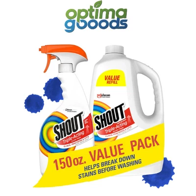 Shout Triple-Acting Laundry Stain Remover 128 oz Refill + 22 oz Trigger Spray. - Image 1 of 4