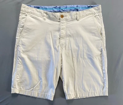 Tommy Bahama Flat Front Stretch Cotton/Tencel Chino Shorts. Ivory, Men's 38. GUC - Image 1 of 4