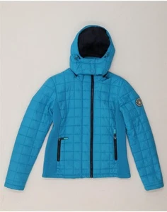 SUPERDRY Womens Hooded Padded Jacket UK 14 Medium Blue Polyester CD15 - Picture 1 of 5