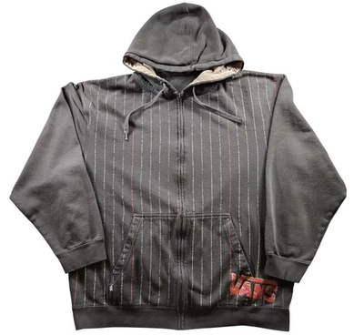 De colección Vans Sudadera con Capucha Para Hombres 2XL Negro Rayas Cremallera Completa Monopatín Y2K Calavera Punk Foto 1 de 4