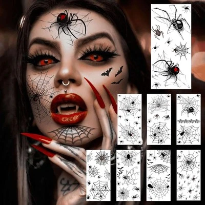 MARKE COKTAK COKTAK 8 Blätt Halloween Tattoos Spinnen Tattoo Gesicht Spinnentattoos 3D