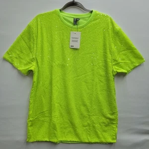 ASOS DESIGN Festival Co-ord Relaxed T-Shirt Neon Pailletten Gr. XL Herren Neu mit Etikett " - Bild 1 von 8