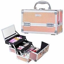 Joligrace Makeup Box Cosmetic Train Case Jewelry Organizer Lockable with Keys...