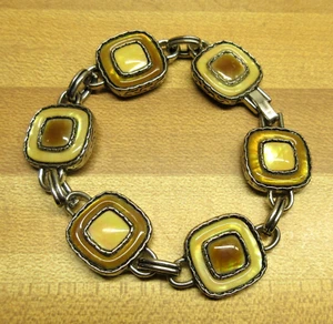 7 5/8" SIGNED LIA SOPHIA silver tone yellow link chain wrap Bracelet jewelry - Picture 1 of 2